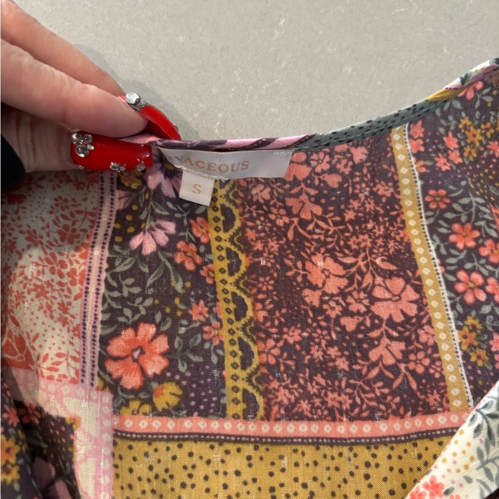 Olivaceous Multicolor Floral Patchwork Dress - image 3